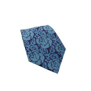 Ermenegildo Zegna Silk Tie One Size Black Blue Floral Print Adjustable Pointed